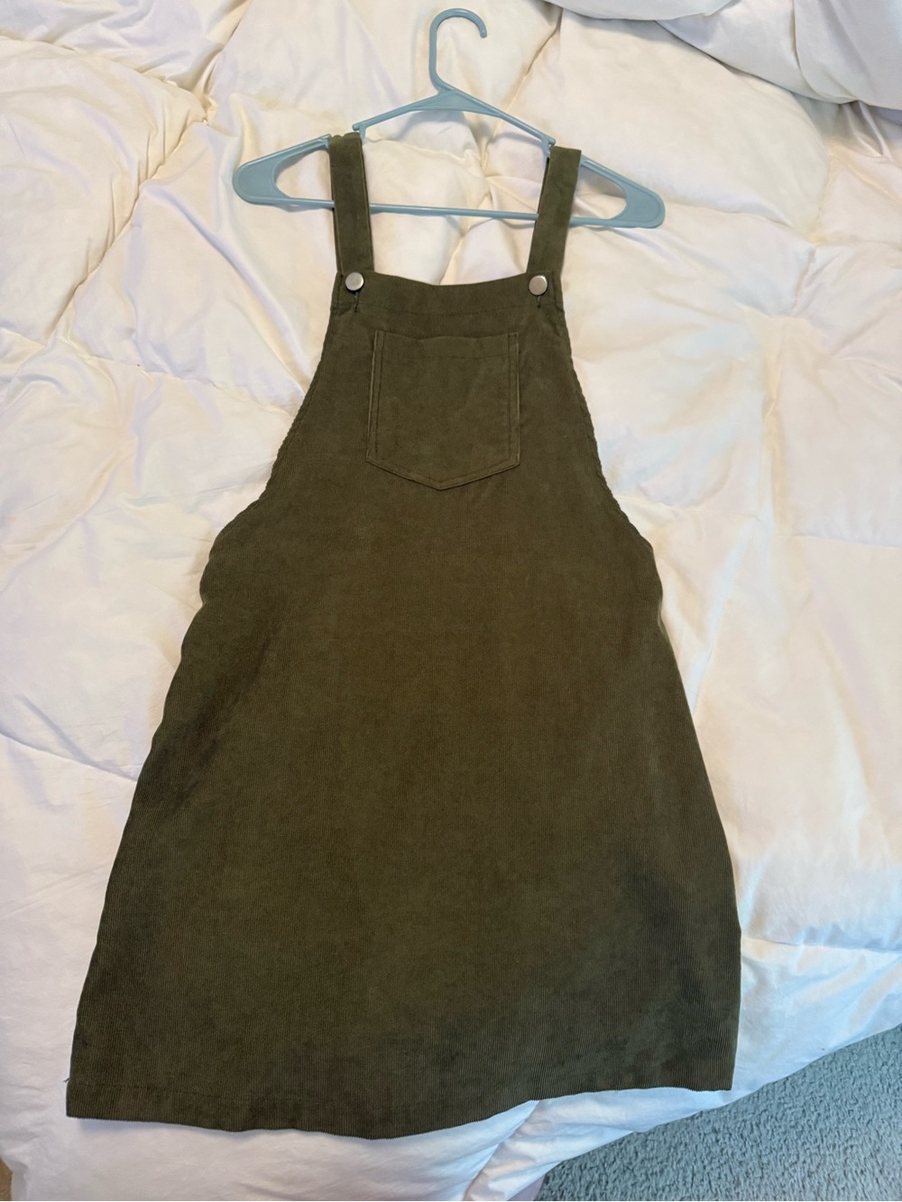 Olive Green Corduroy Pinafore Dress
